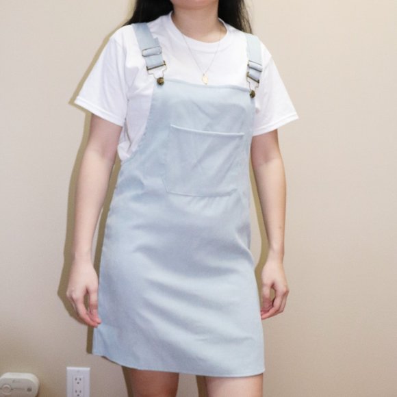 Baby Blue Corduroy Overalls Dress - Picture 2 of 3